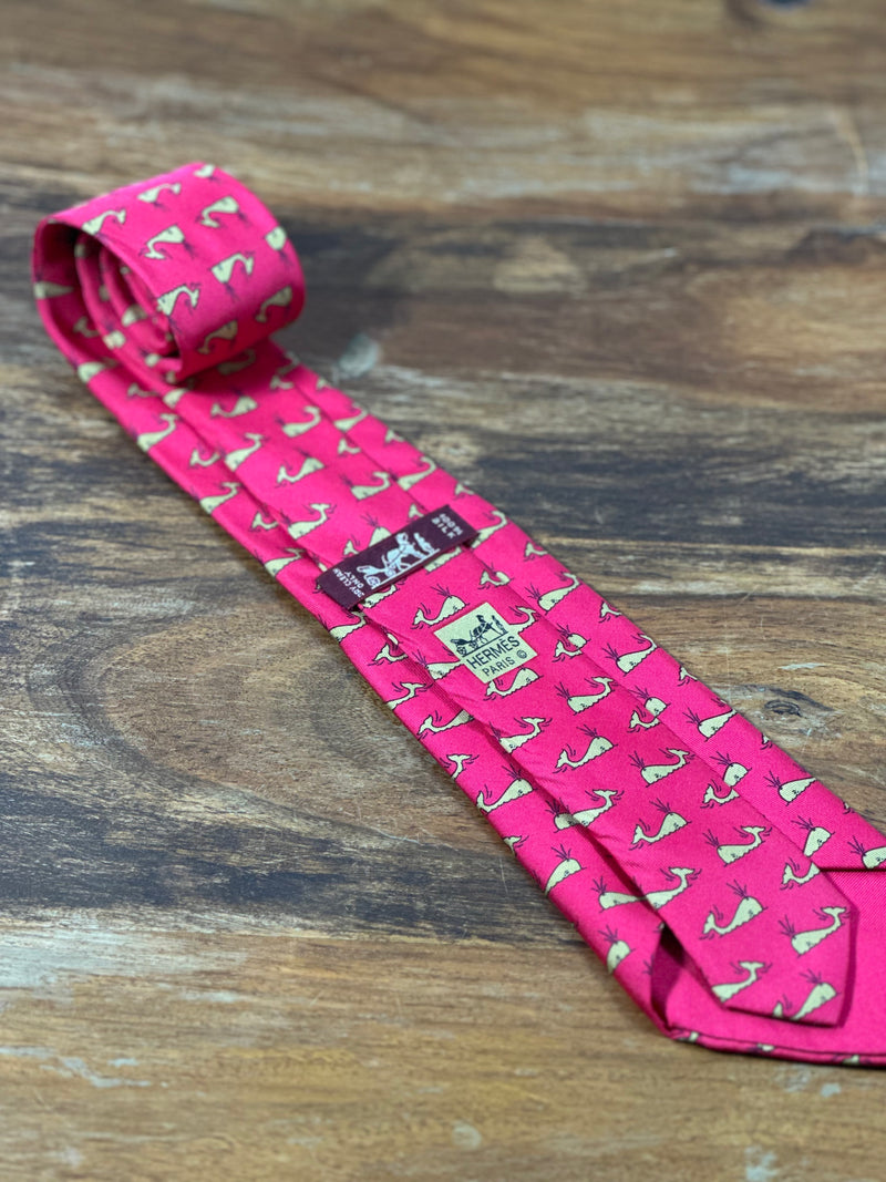 Corbata Hermés roja fucsia