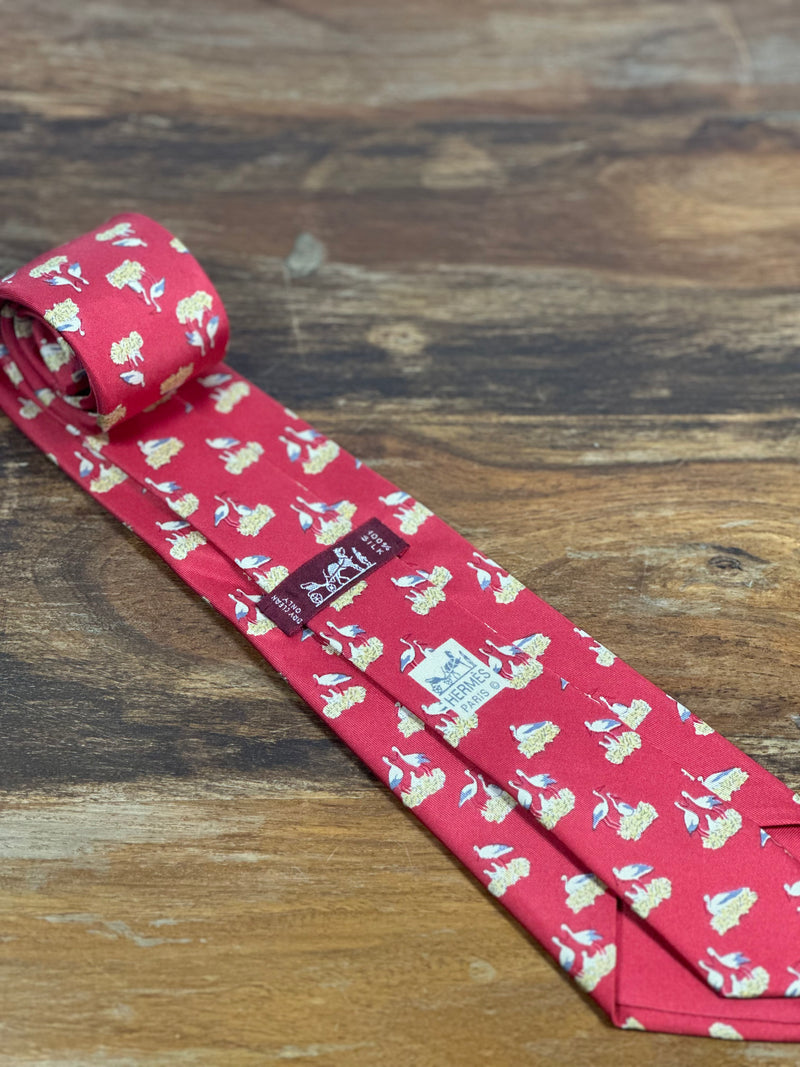 Corbata Hermés roja