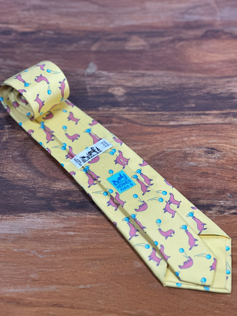Corbata Hermés amarilla