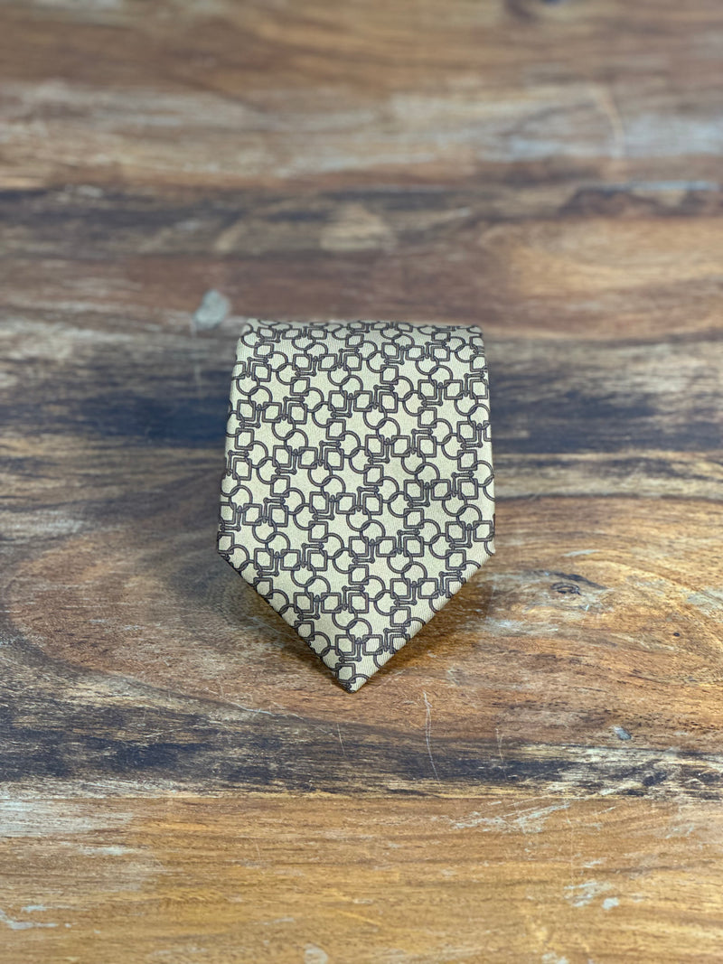 Corbata Hermés beige oscuro