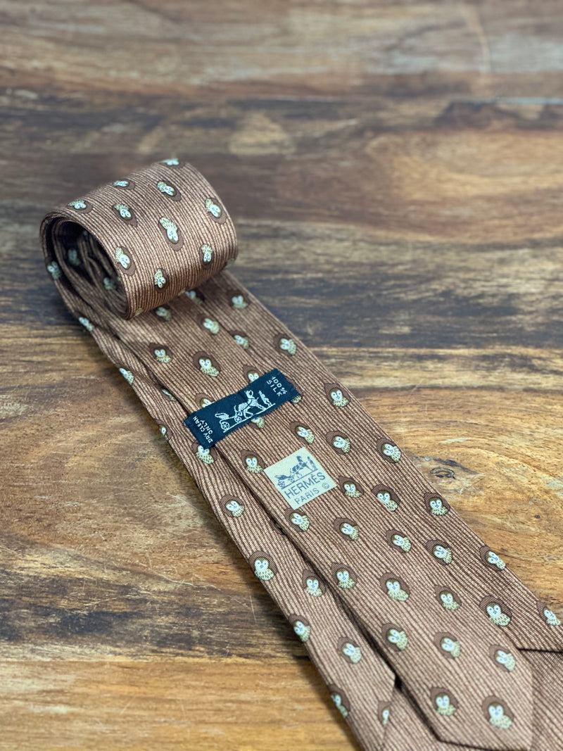 Corbata Hermés marrón