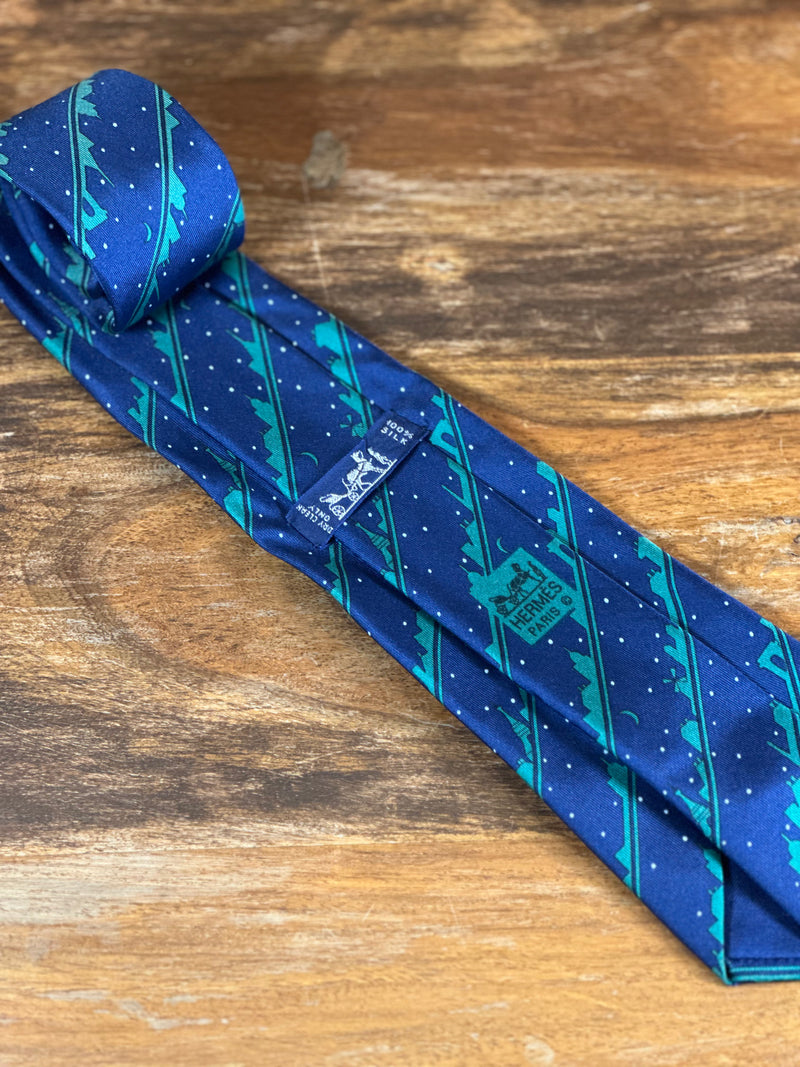 Corbata Hermés azul