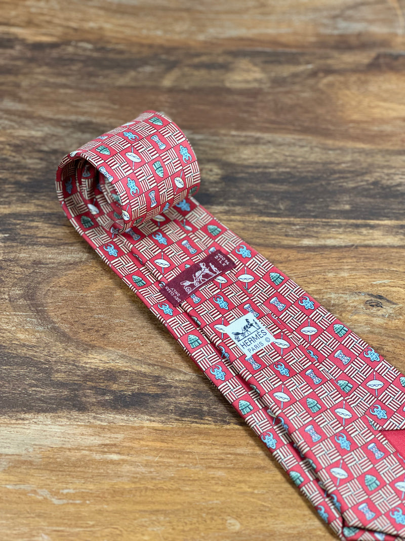 Corbata Hermés roja