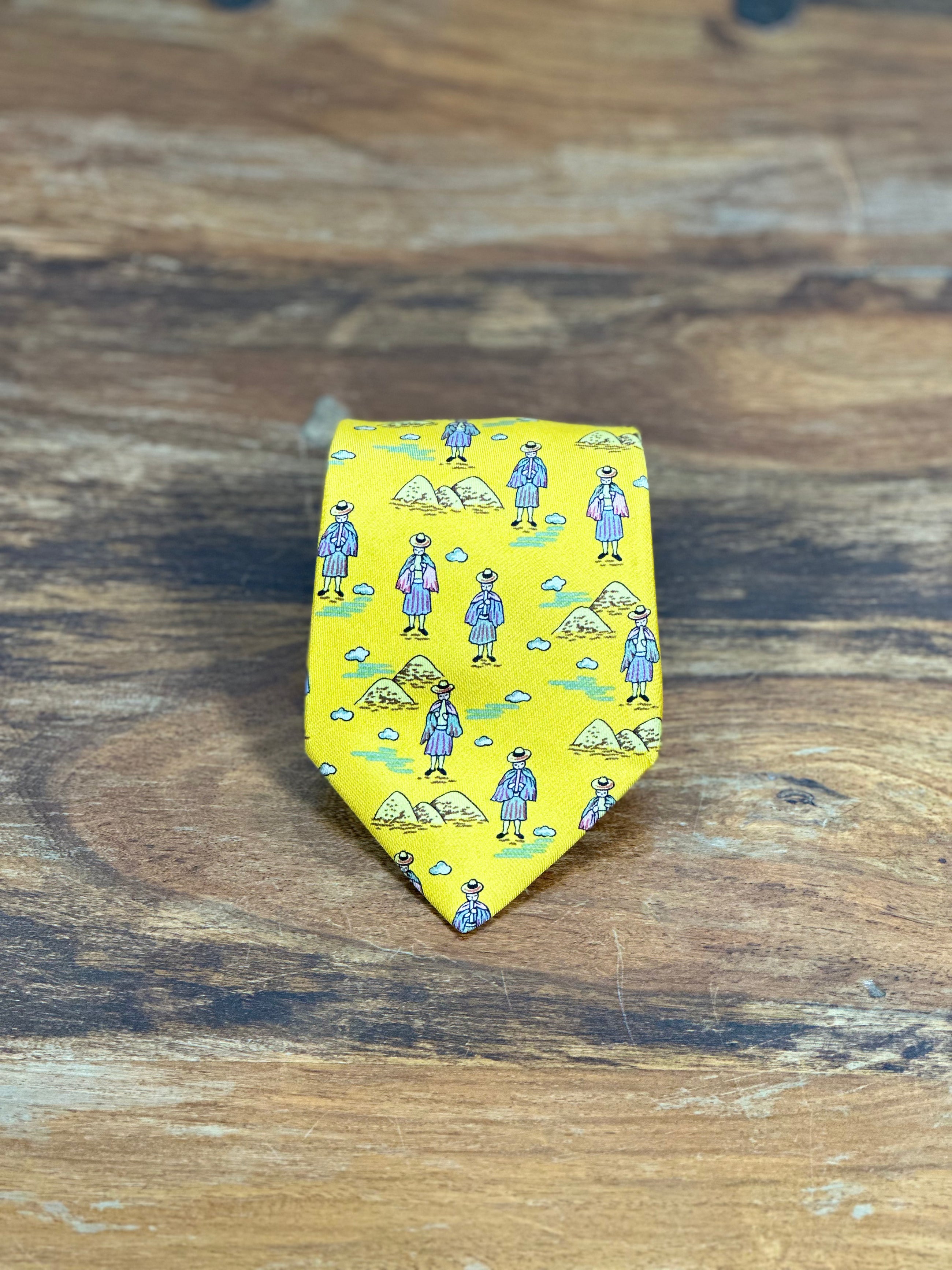 Corbata Hermés amarilla