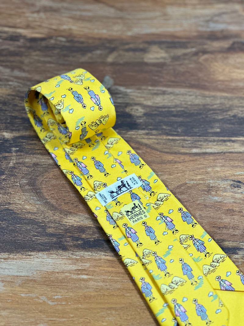 Corbata Hermés amarilla